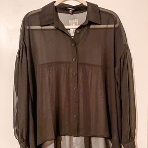 NWT Sheer Black Express Button Down Tunic